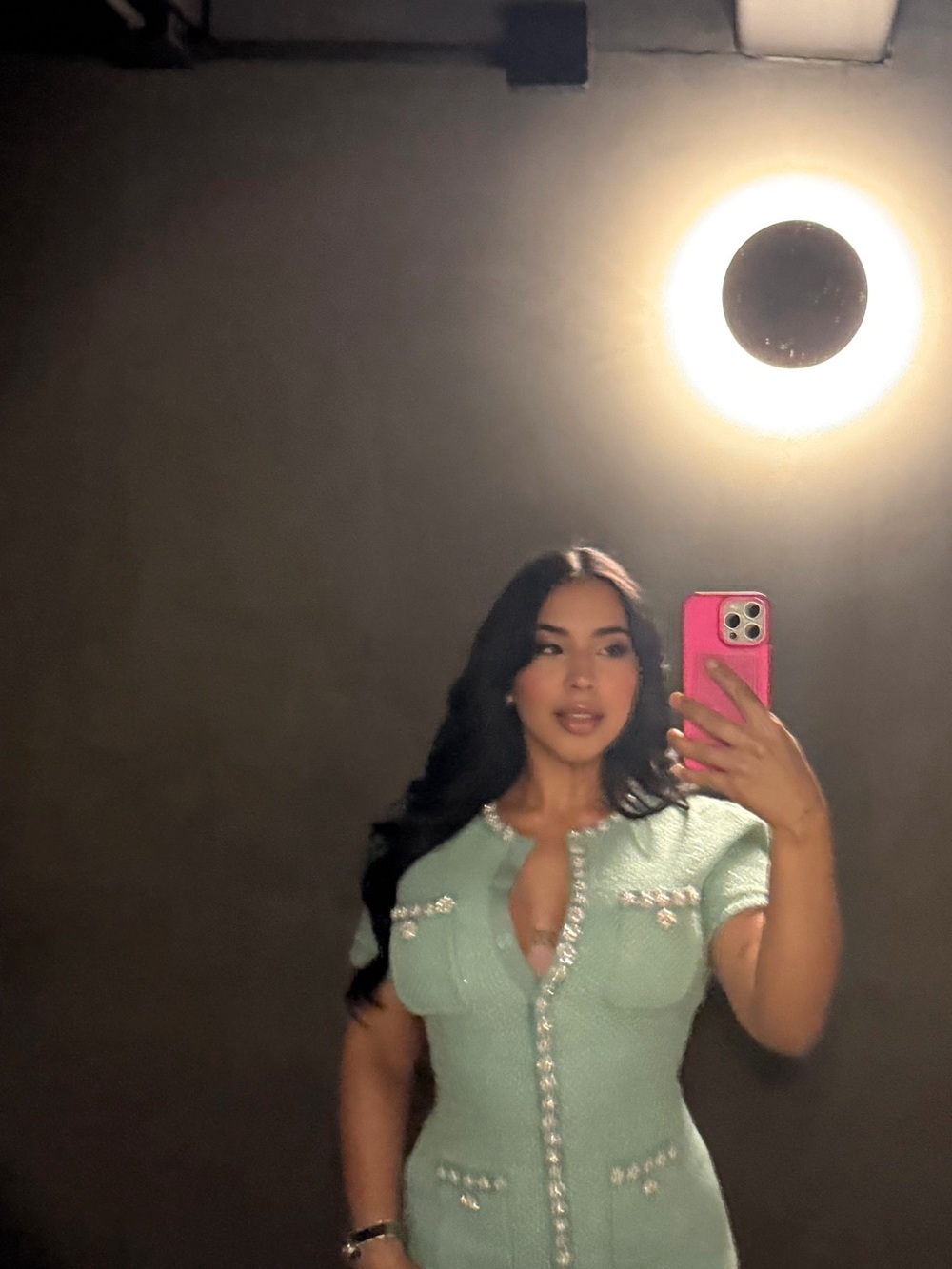 Self-Portrait Mint Green Short-Sleeve Knit Dress